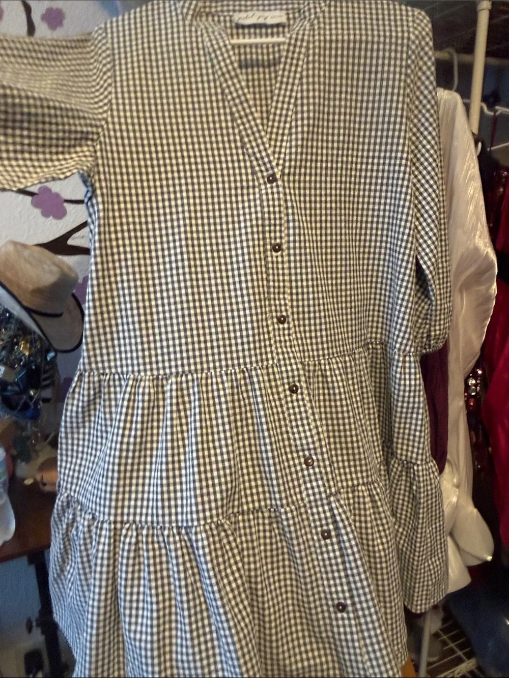 Petal & Pup Black and White Gingham Midi Dress